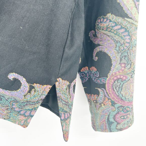 Coldwater Creek Womens Vintage 90s‎ Artsy 100% Wool Paisley Open Front Blazer L - Picture 4 of 6